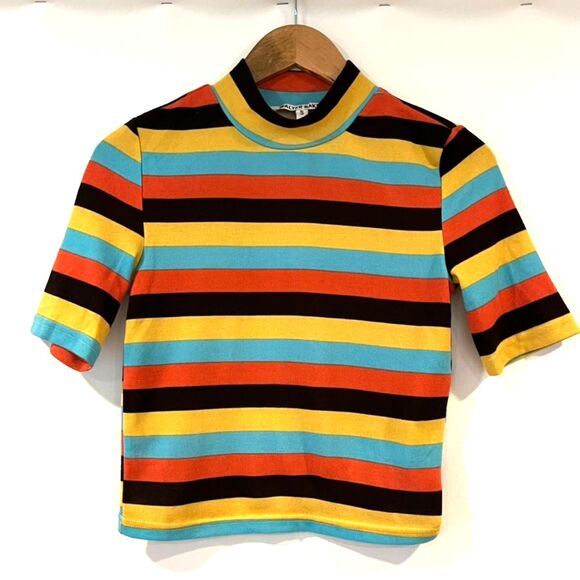 Walter Baker Amberlynn Mod Stripe Mock Neck Knit Top Small Retro - Picture 4 of 10